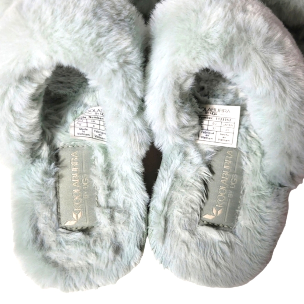 KOOLABURRA by UGG Mint Green Fuzzy Slide Slippers Size 6 - Picture 7 of 14